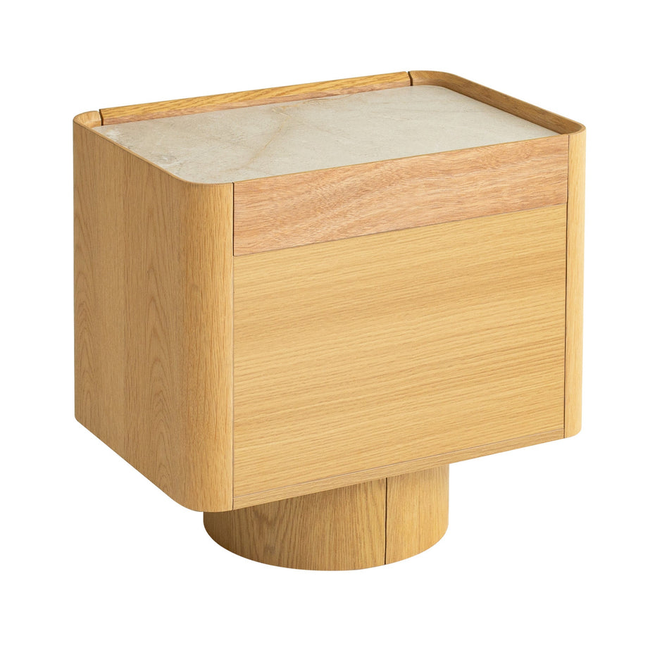 CST12554-IG Stone Top Bedside Table - Natural