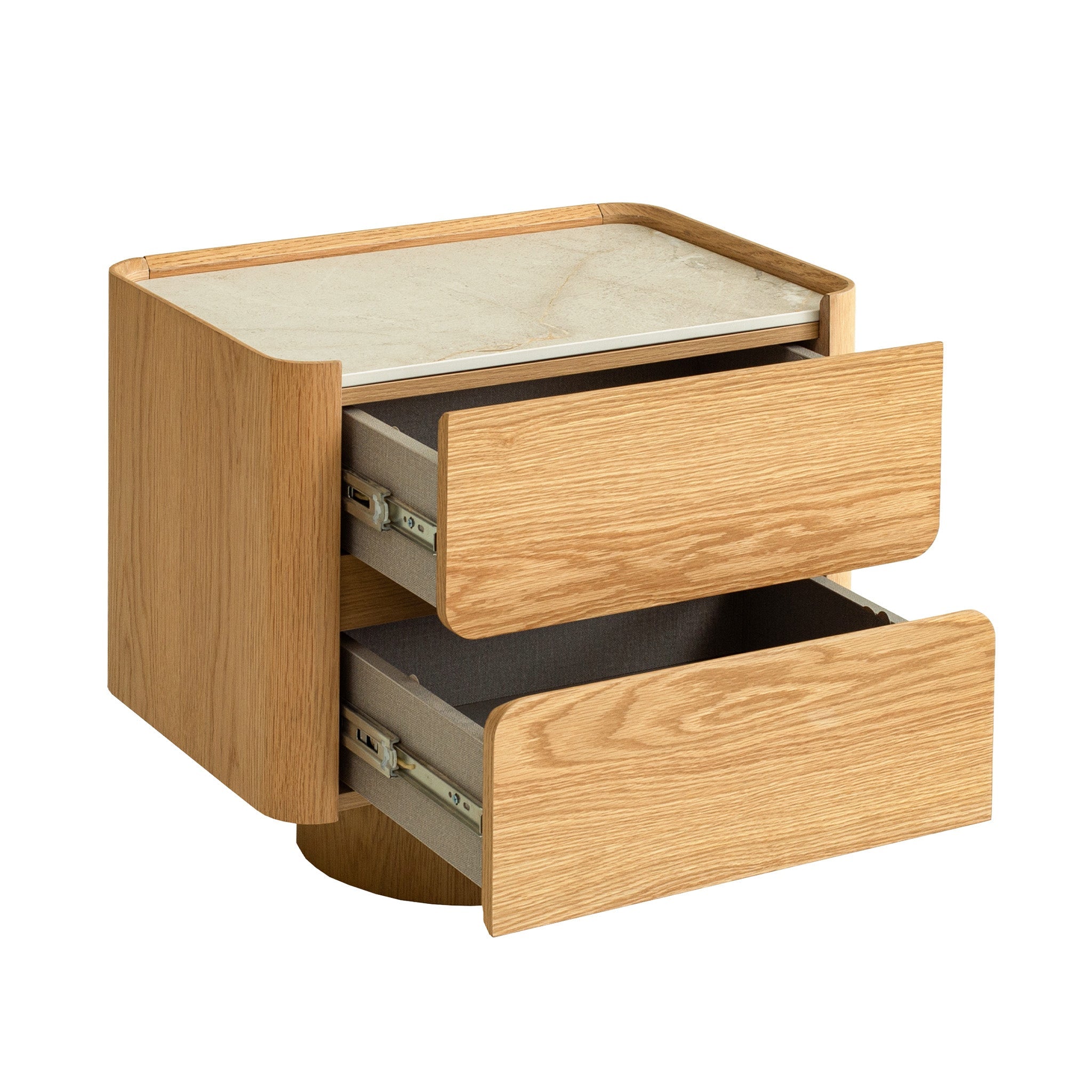 CST12554-IG Stone Top Bedside Table - Natural