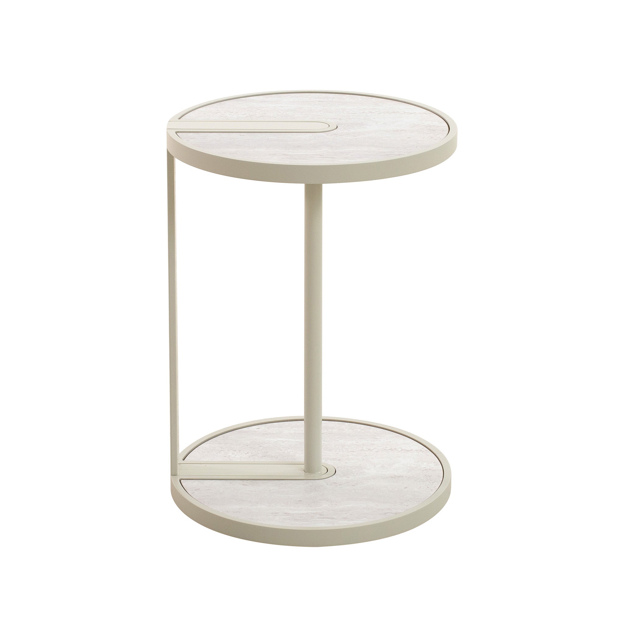 CST12573-IG Beige Glass Side Table - Warm Grey