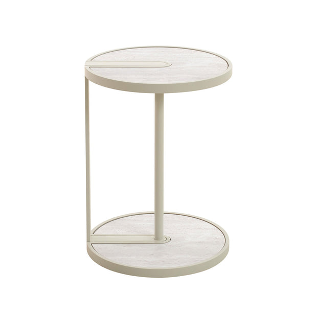 CST12573-IG Beige Glass Side Table - Warm Grey