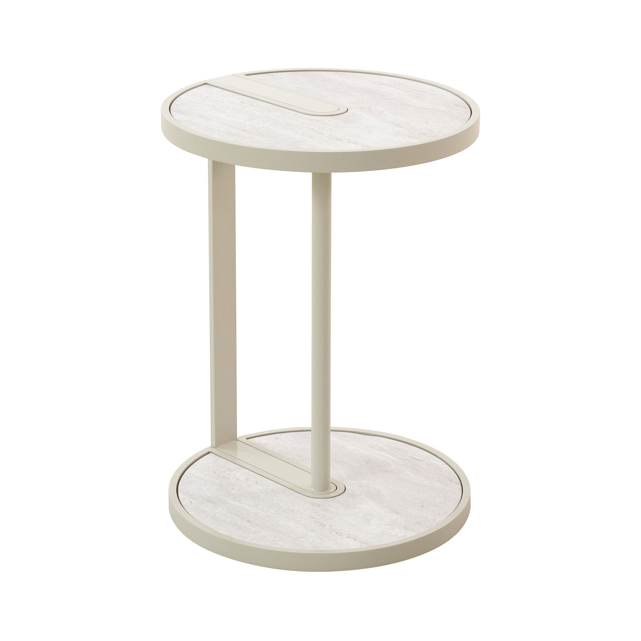 CST12573-IG Beige Glass Side Table - Warm Grey