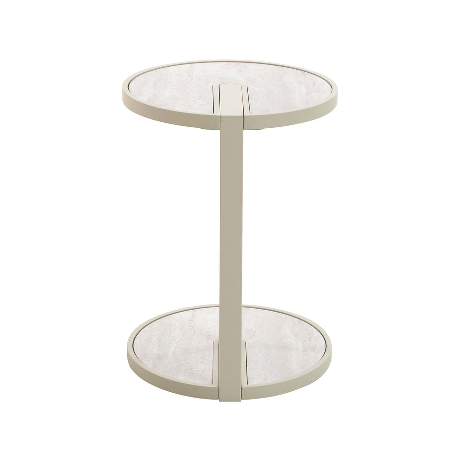 CST12573-IG Beige Glass Side Table - Warm Grey