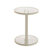 CST12573-IG Beige Glass Side Table - Warm Grey