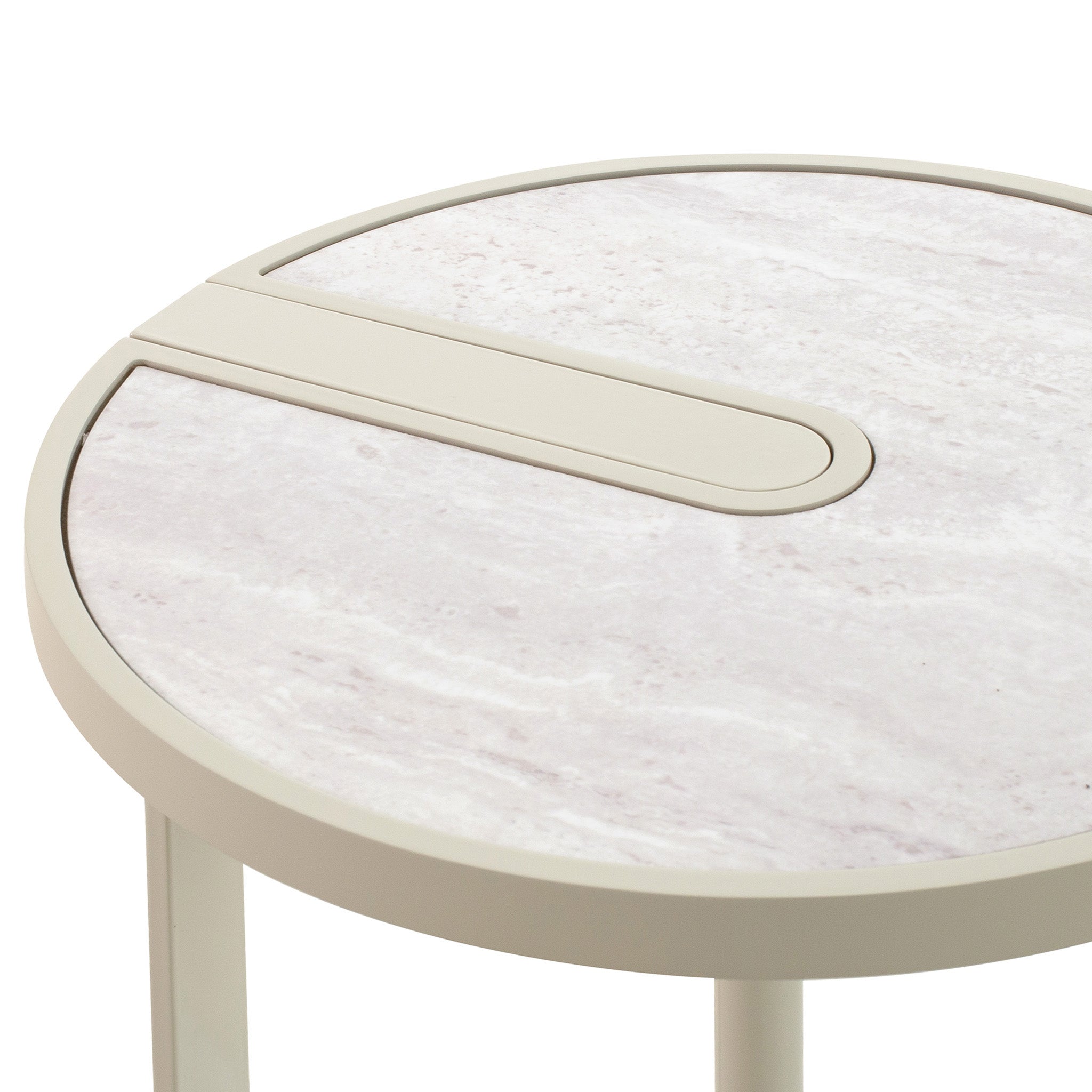 CST12573-IG Beige Glass Side Table - Warm Grey