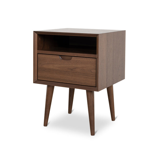 CST221WAL-VN SQ Wooden Bedside Table - Walnut