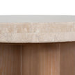 CST8665-NI Travertine Marble Round Side Table - Light Natural Elm