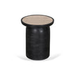 CST8734-RB 40cm Travertine Top Side Table - Black