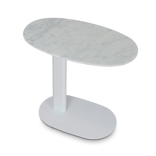 CST8793-NY 60cm Marble Side Table - White Base