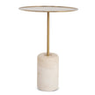 CST8795-NY 45cm Brushed Gold Side Table - Travertine