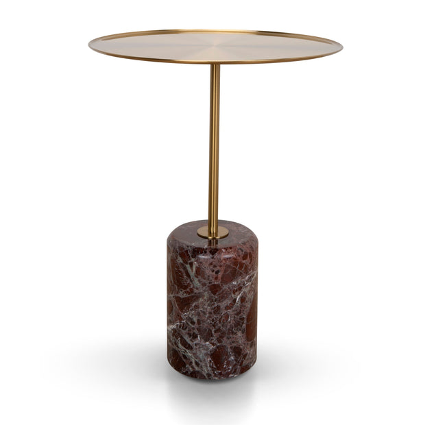 CST8797-NY 45cm Brushed Gold Side Table - Rosso Levanto Marble
