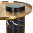 CST8800-NY 40cm Round Brushed Gold Side Table - Black Marble