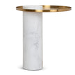 CST8801-NY 40cm Round Brushed Gold Side Table - Marble