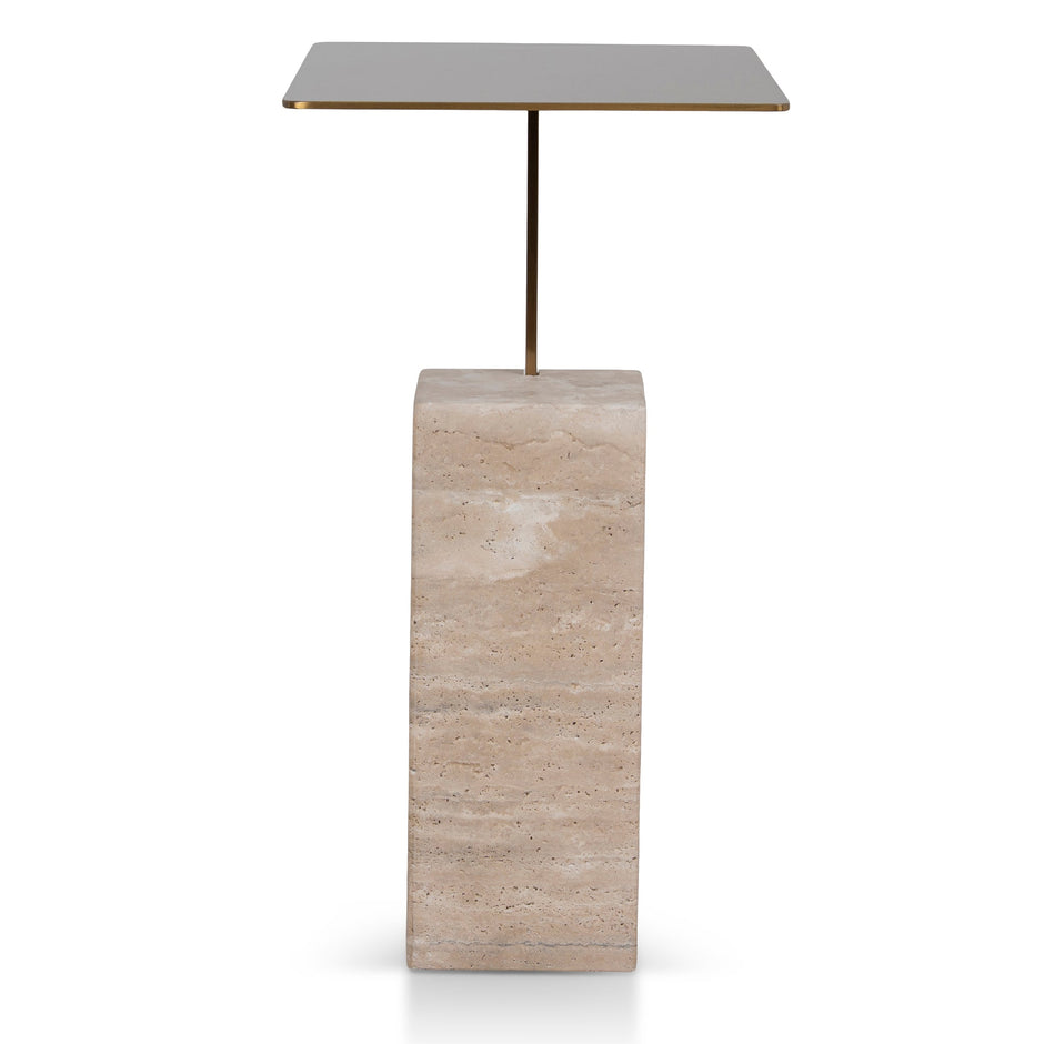 CST8802-NY 40 cm Brushed Gold Side Table - Natural