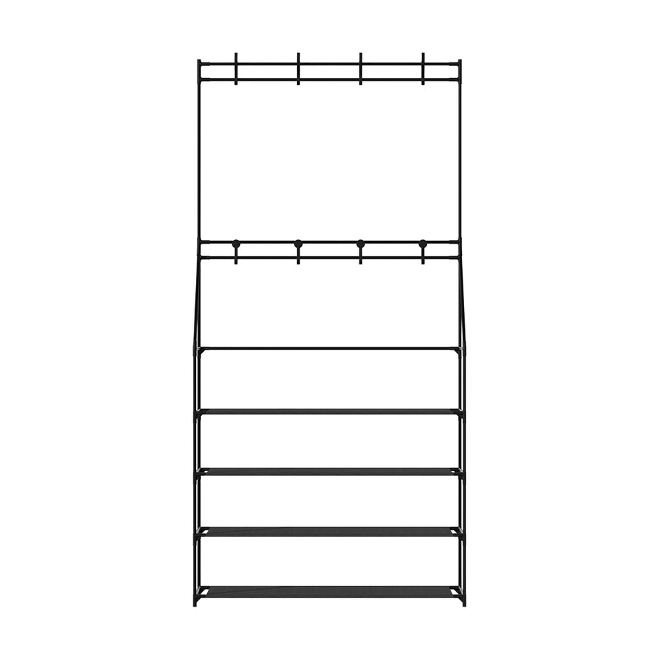 Artiss Shoe Rack Hall Tree 16 Pairs Black