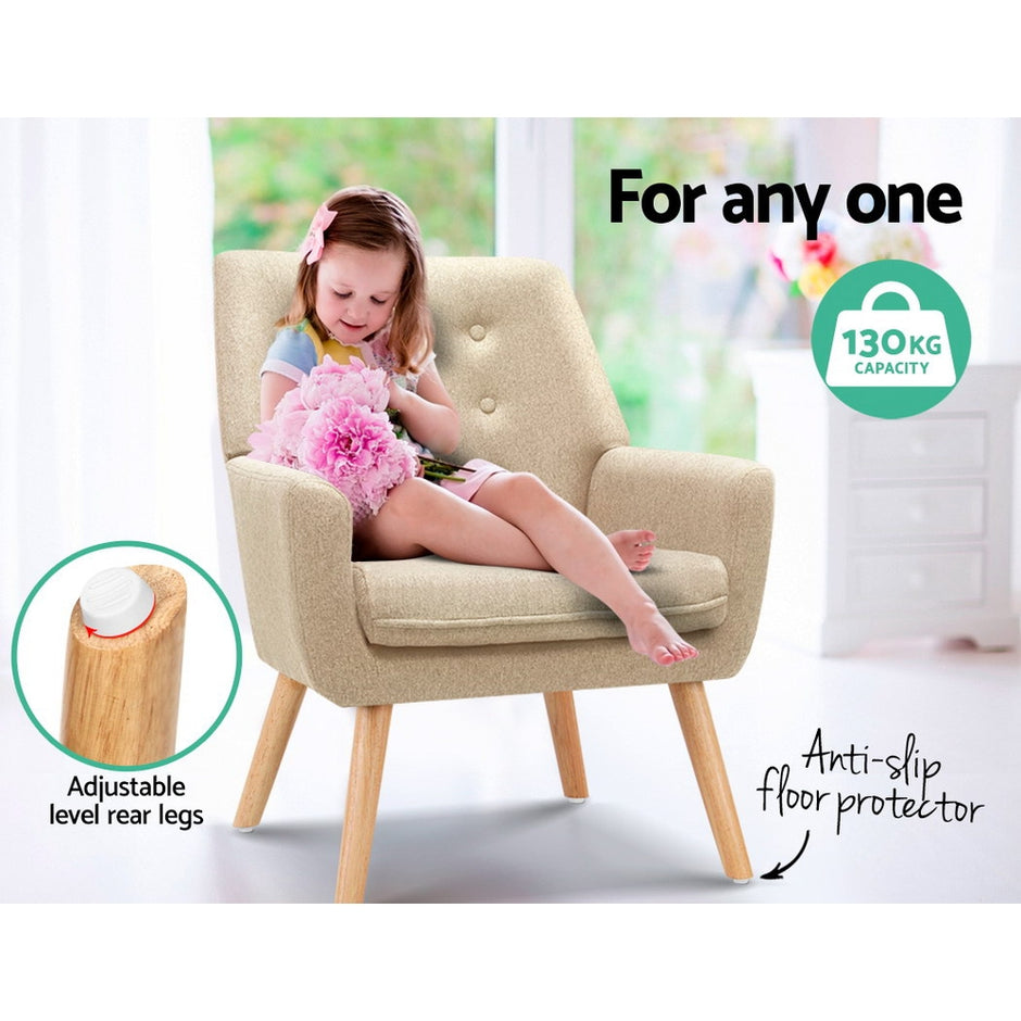Artiss Armchair Linen Fabric Anne Beige