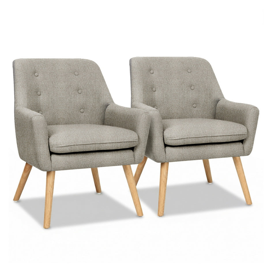 Artiss 2X Armchair Lounge Chair Accent Tub Chair Beige ANNE