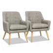 Artiss 2X Armchair Lounge Chair Accent Tub Chair Beige ANNE