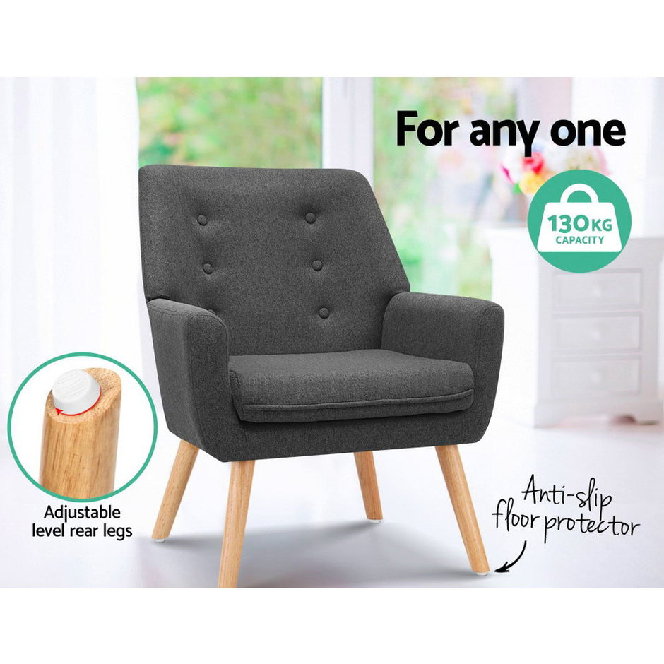 Artiss Armchair Linen Fabric Anne Charcoal