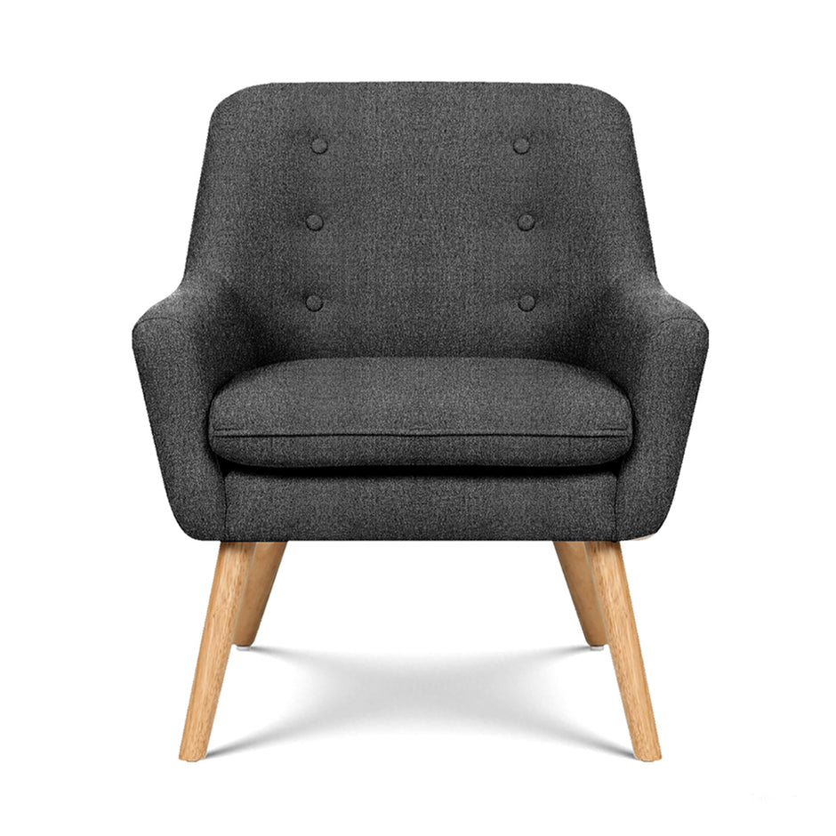 Artiss 2X Armchair Lounge Chair Accent Tub Chair Charcoal ANNE