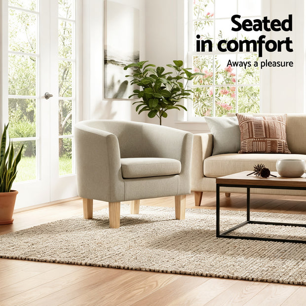 Artiss Armchair Tub Chair Beige Abby