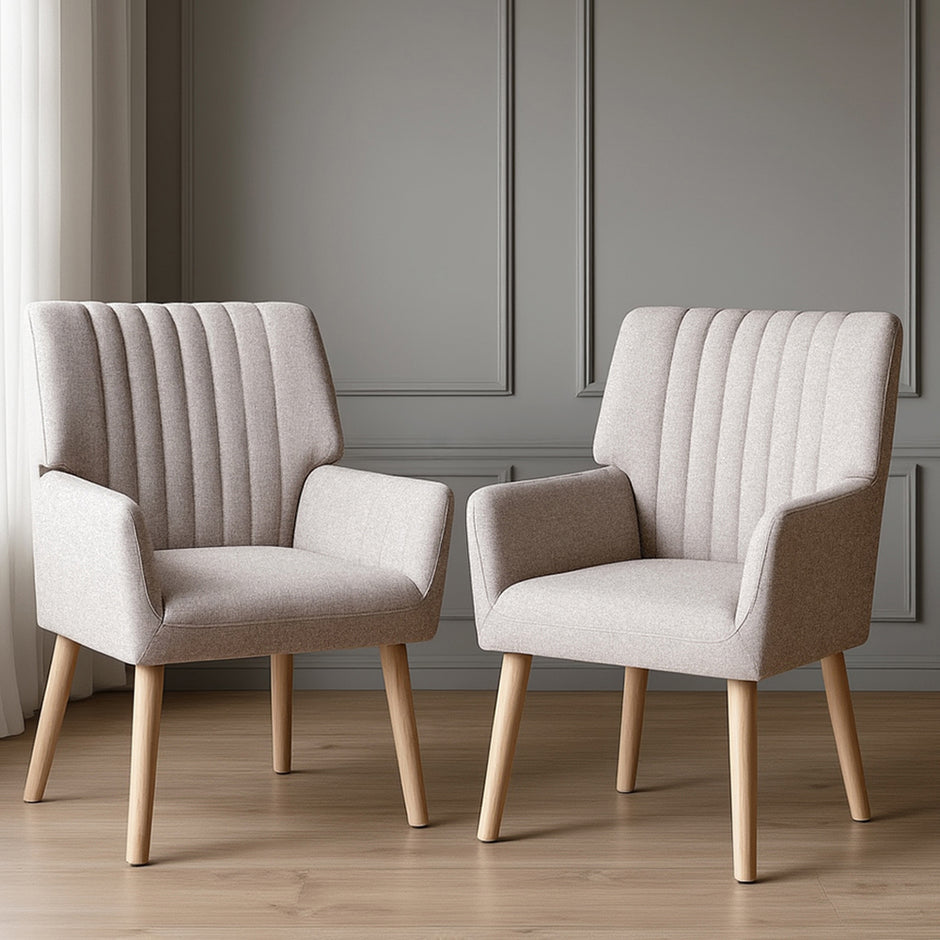 Artiss 2X Armchair Faux Fabric Beige