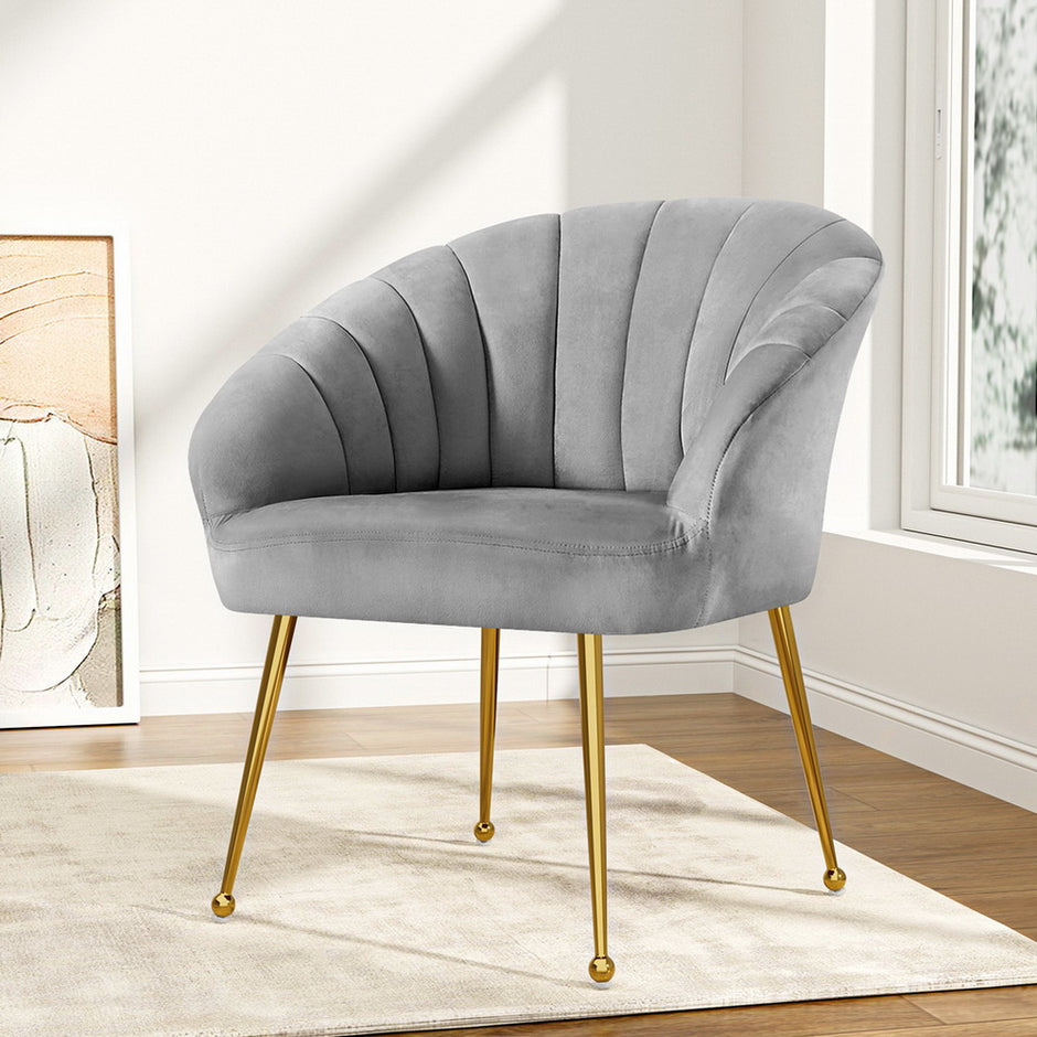 Artiss Armchair Velvet Grey Eloise