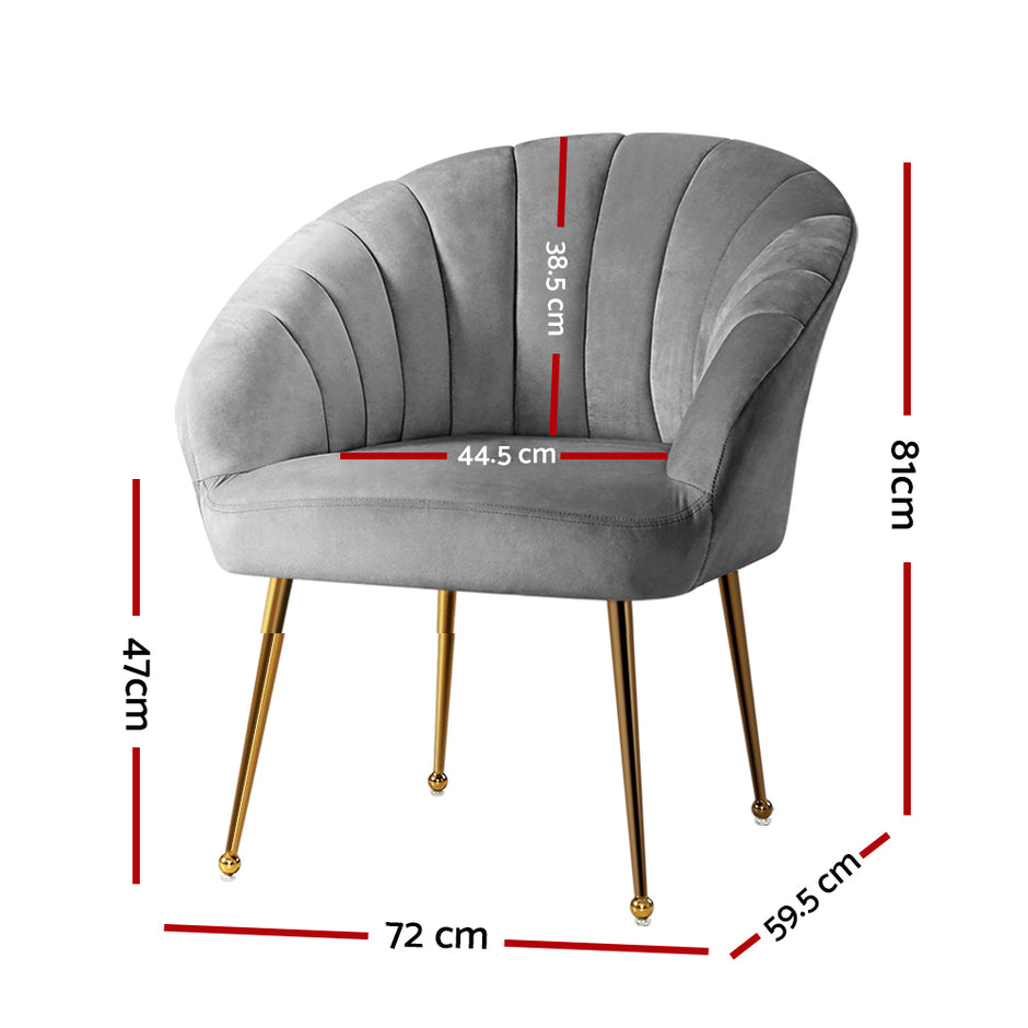 Artiss Armchair Velvet Grey Eloise