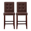 Artiss 2x Bar Stools Kitchen Dining Chairs Counter PU Leather Wooden Ada Brown