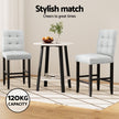 Artiss 2x Bar Stools Kitchen Dining Chairs Counter Fabric Stool Wooden Ada Grey