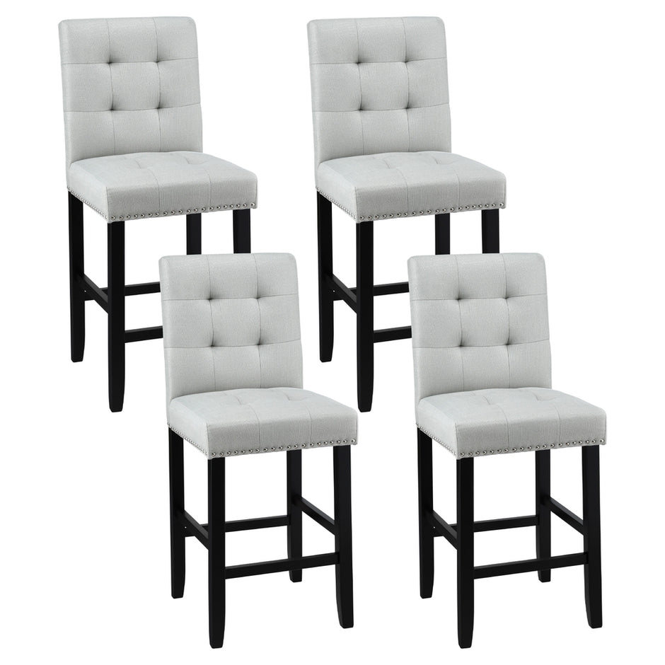 Artiss 4x Bar Stools Kitchen Dining Chairs Counter Fabric Stool Wooden Ada Grey