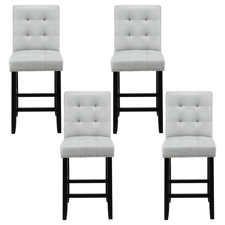 Artiss 4x Bar Stools Kitchen Dining Chairs Counter Fabric Stool Wooden Ada Grey