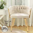 1 Set of 2 Artiss Dining Chairs Velvet Armchair Beige