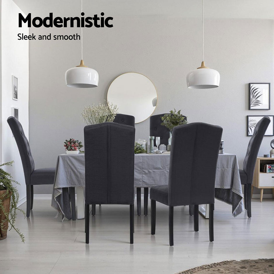 Artiss Dining Chairs Set of 4 Linen Parsons Chair Dark Grey
