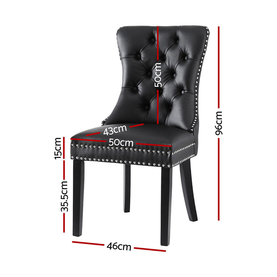 1 Set of 4 Artiss Dining Chairs Black Leather