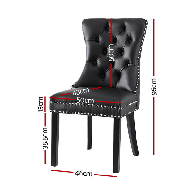 1 Set of 4 Artiss Dining Chairs Black Leather
