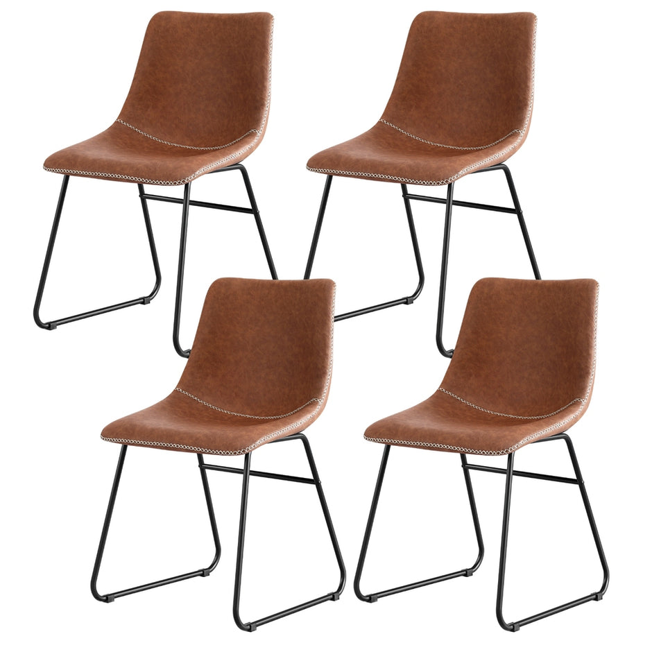 Artiss 4x Dining Chairs Retro PU Leather Kitchen Lounge Cafe Accent Chair Brown