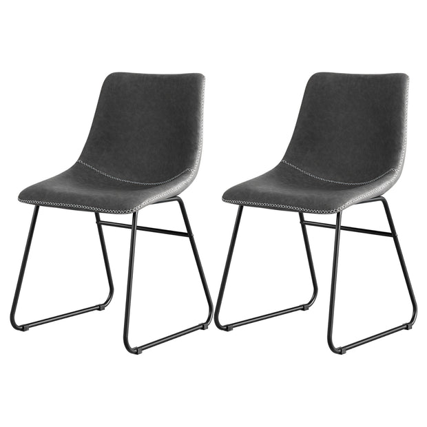 Artiss 2x Dining Chairs Retro PU Leather Kitchen Lounge Cafe Accent Chair Grey