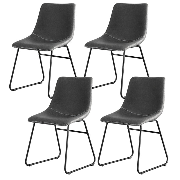 Artiss 4x Dining Chairs Retro PU Leather Kitchen Lounge Cafe Accent Chair Grey