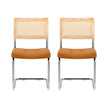 Artiss Dining Chairs Set of 2 PU Leather Rattan Cantilever Brown