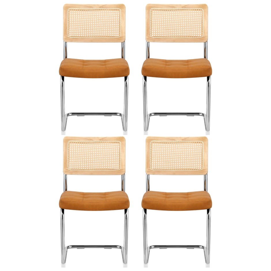 Artiss Dining Chairs Set of 4 PU Leather Rattan Cantilever Brown