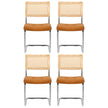 Artiss Dining Chairs Set of 4 PU Leather Rattan Cantilever Brown
