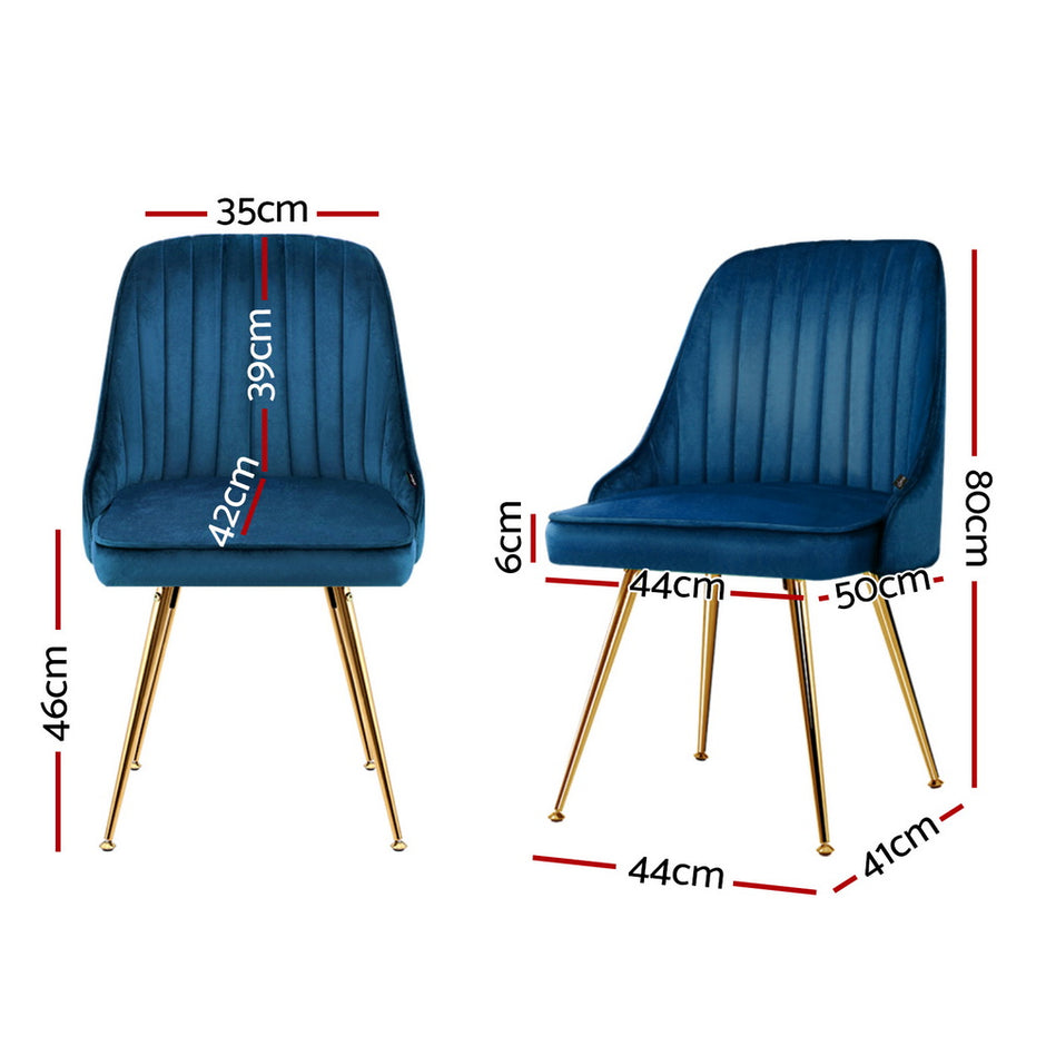 Artiss Dining Chairs Set of 4 Velvet Channel Tufted Blue