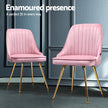 Artiss Dining Chairs Set of 4 Velvet Channel Tufted Pink