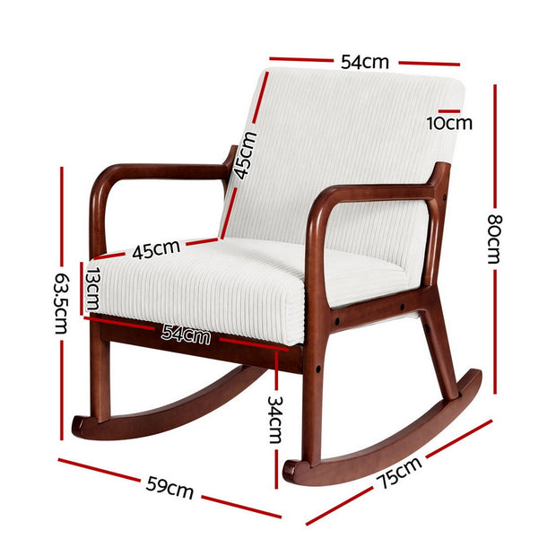 Artiss Rocking Armchair Nursing Chair Corduroy Beige