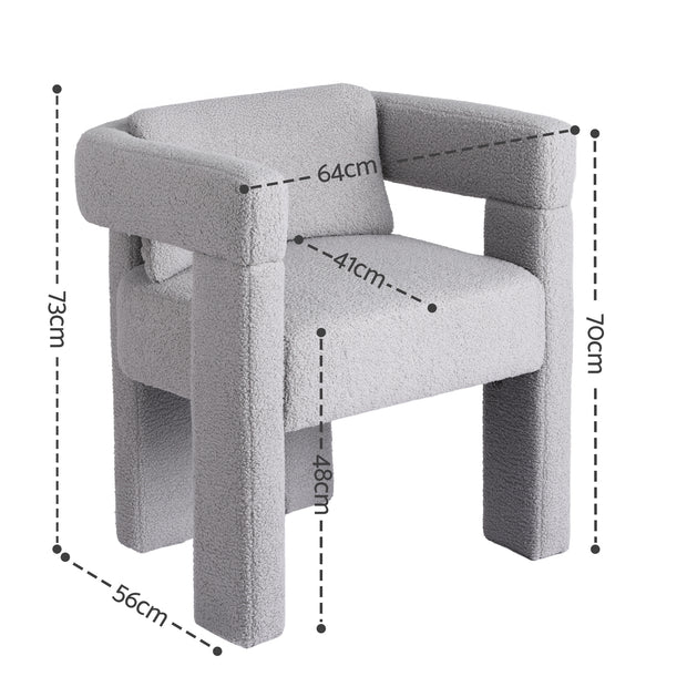 Artiss Armchair Accent Chair Lounge Sofa Couch Boucle Fabric Grey