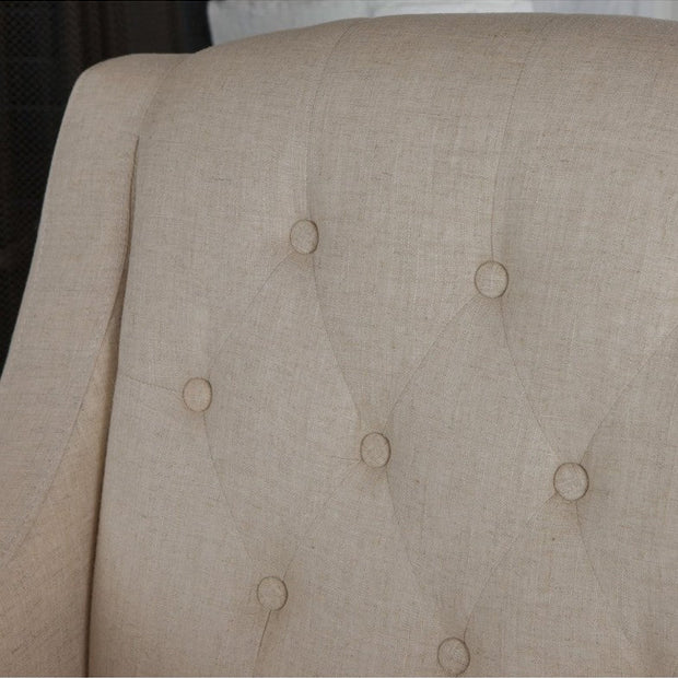 Canberra Fabric Armchair & Ottoman in Begie  Linen