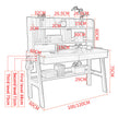 Ave Solid Wood Study Desk with Shelf and Drawers/Bookcase/Rubberwood/Walnut