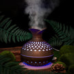Portable USB Humidifier with 7-Color LED Night Light – Wood Grain Flower Design, Quiet Cool Mist Diffuser for Home, Office & Car (DarkWood)