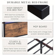 Queen Bed Frame with Storage, Industrial Bed with Led Lights Headboard and 2 Drawers, Wooden Bed Frames with Charging Station, Noise Free, No Box Spring Needed, Easy Assembly, Rustic Brown