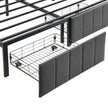 Double Bed Frame with 2 Storage Drawers and LED Lights Headboard, Upholstered Bed Frame with Charging Station, No Box Spring Needed, Easy Assembly - Grey
